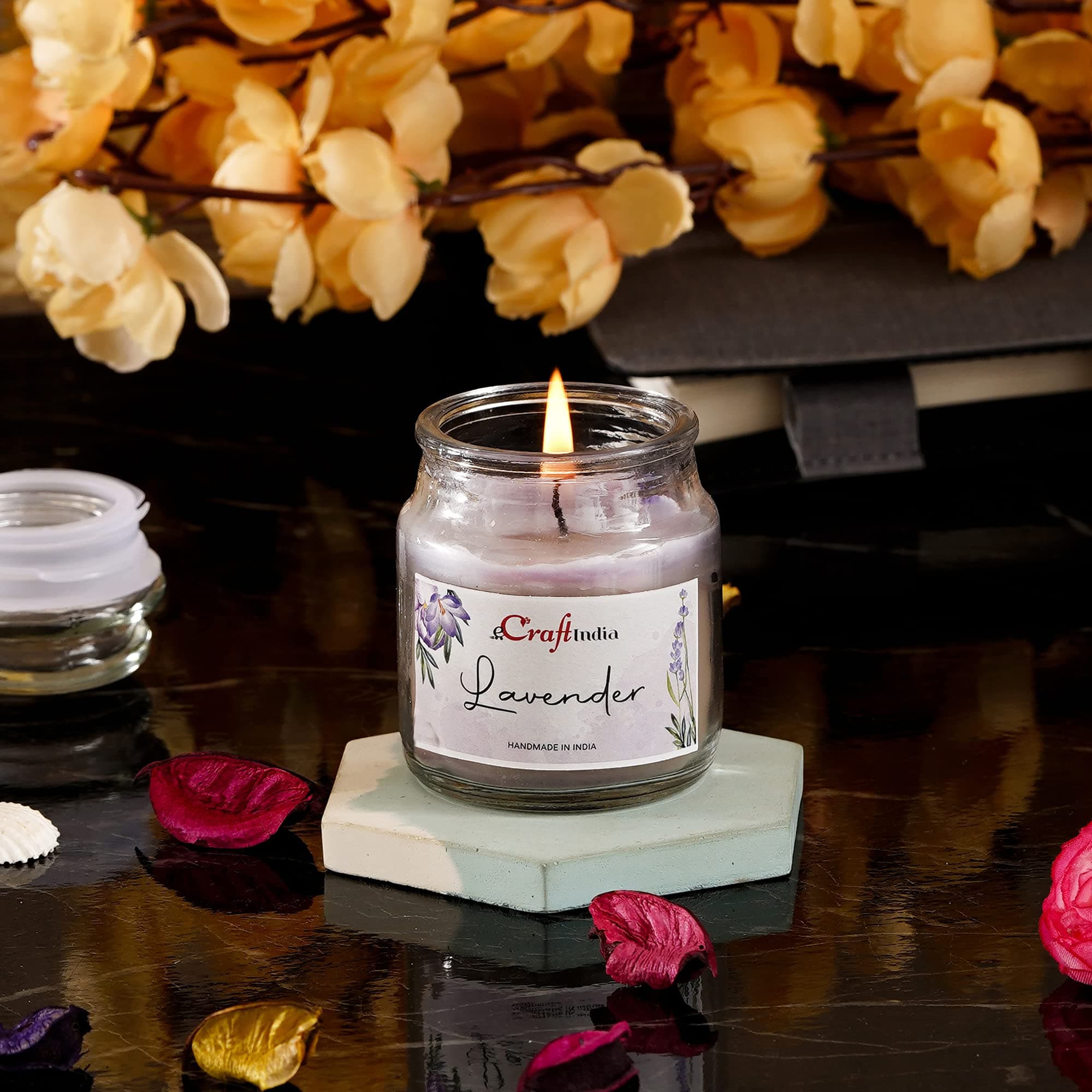 eCraftIndia French Lavender Scented Jar Candle