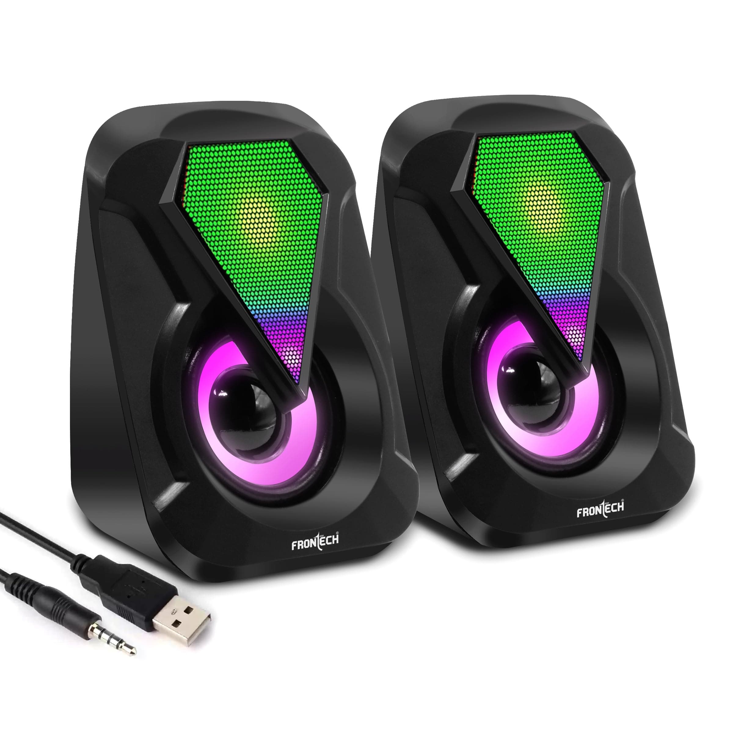 FRONTECH 2.0 USB Multimedia Speakers with RGB Lights (SW-0076, Black)