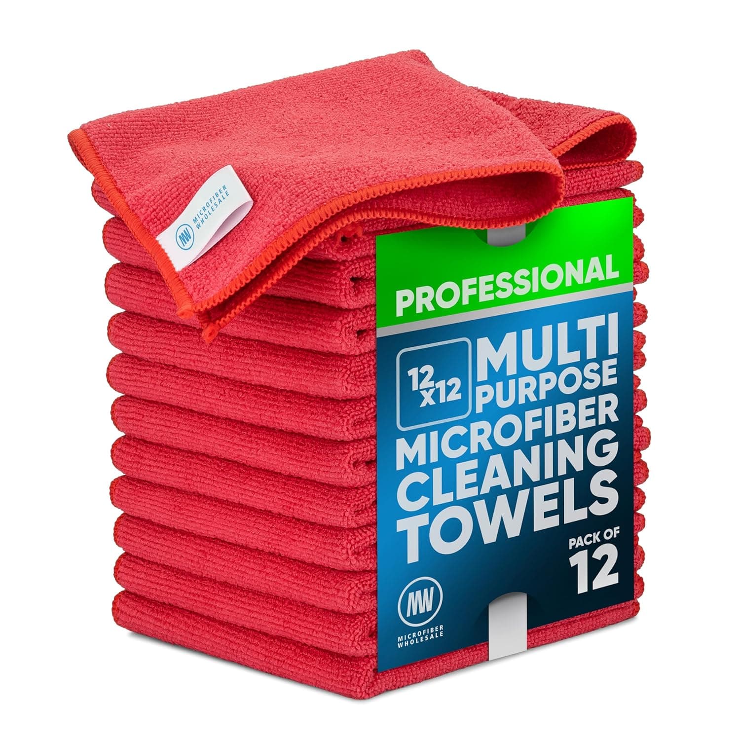 Microfiber Wholesale 12" X 12" Buff Pro Multi-Surface Microfiber Cleaning Cloths|Red - 12 Pack|Premium Microfiber Towels for Cleaning Glass, Kitchens, Bathrooms, Automotive at ₹249 (79% Off) – Amazon