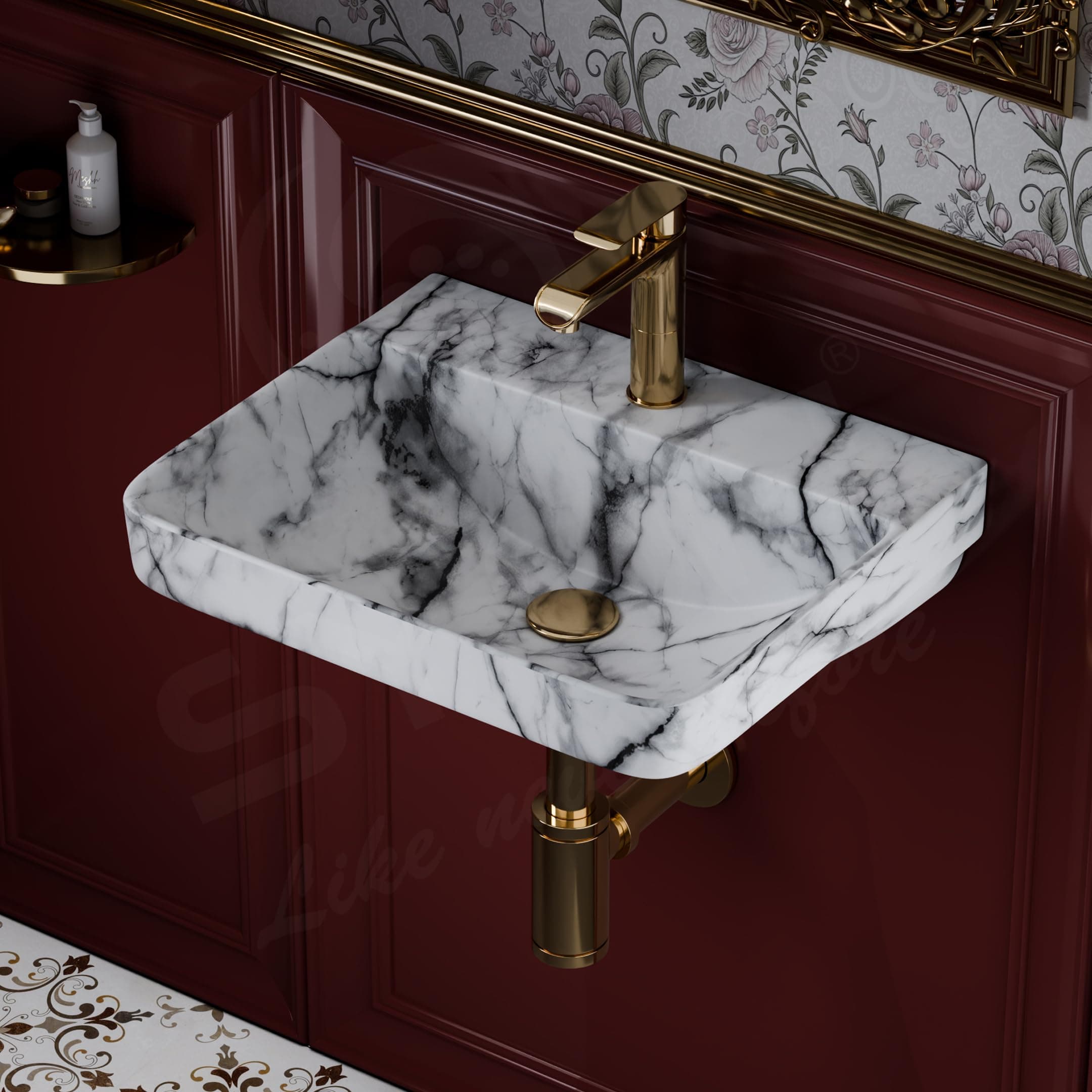 Syon Ceramic Wall-Mounted Wash Basin 18x14 inch