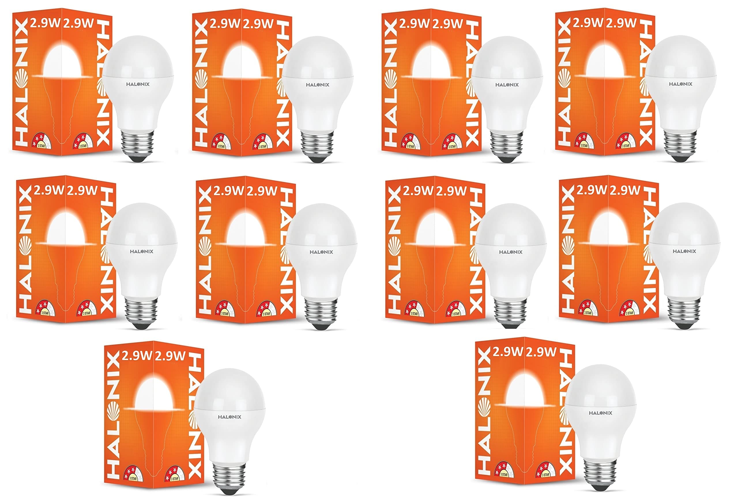 Halonix 2.9 Watt E27 LED Cool Day Light Bulb, Pack of 10, White