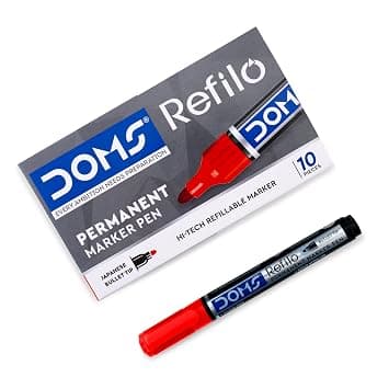 Doms Refilo Non-Toxic Hi-Tech Refillable Permanent Ink Pens(Red x 20 Set) at ₹151 – Amazon