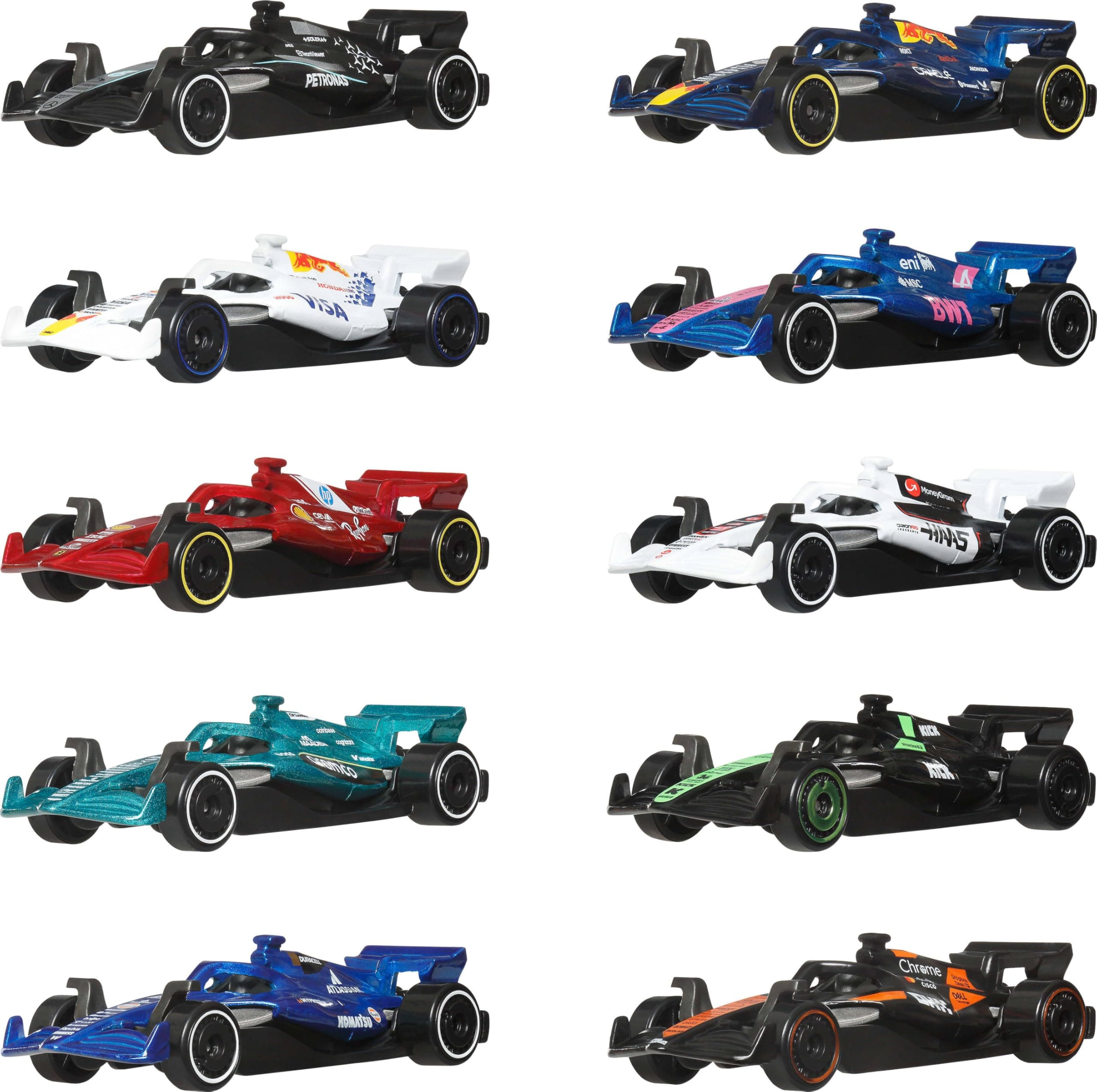 Hot Wheels Formula 1 Toy Cars, Set of 10 1:64 Scale…