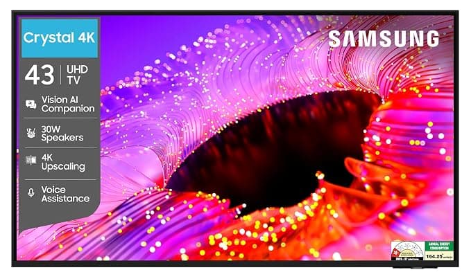 Samsung 43" Crystal UHD 4K Vision AI Smart TV (UA43UE86AHULXL) at ₹29,990 (25% Off) – Amazon