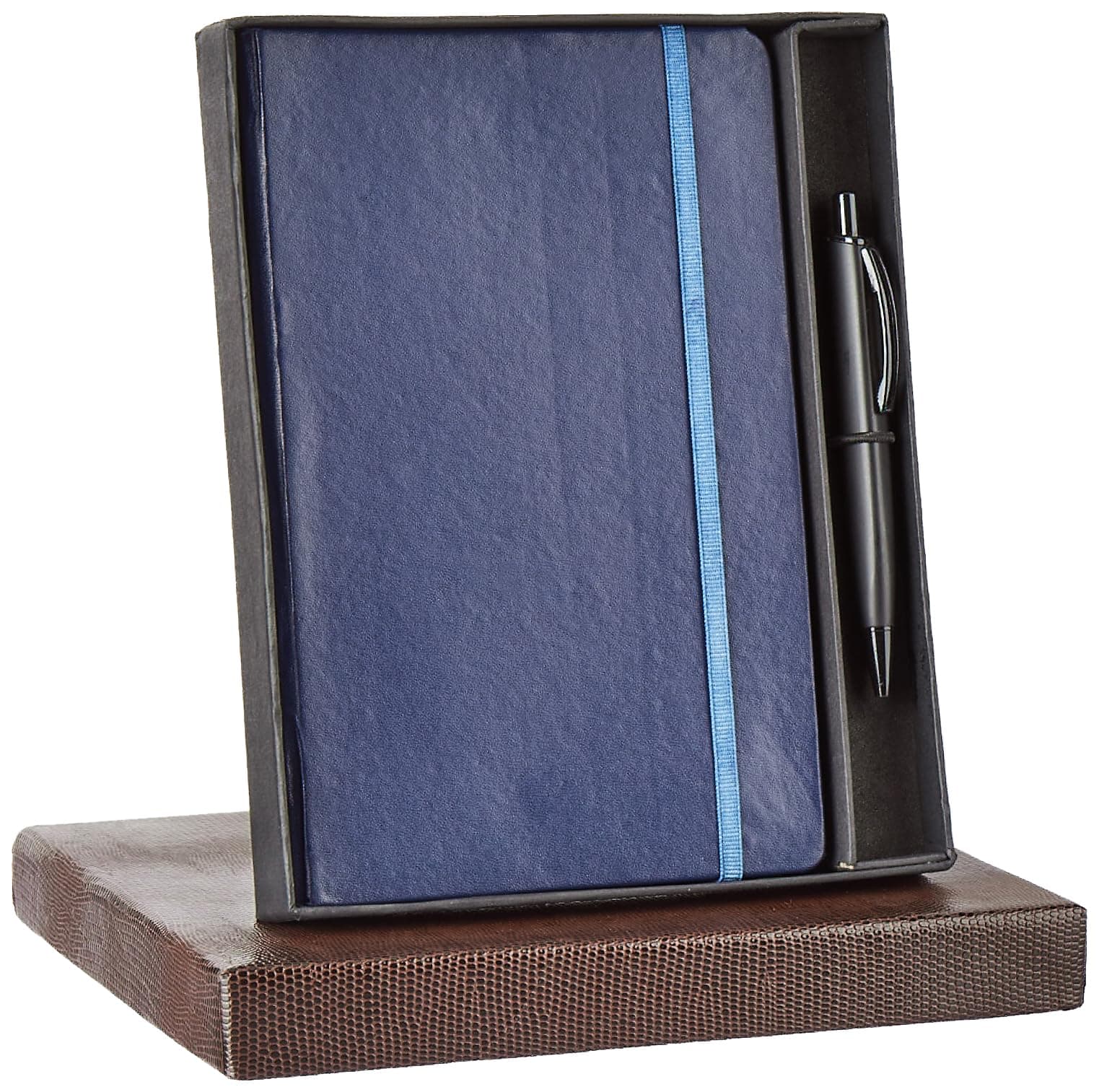 Amazon Basics A5 Notebook with Ribbon Bookmark and Pen Gift Set, 240 Pages