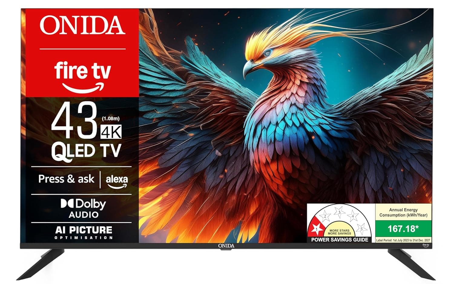 Onida 108 cm (43 inch) QLED Ultra HD 4K Smart Fire TV at 21499. – Amazon