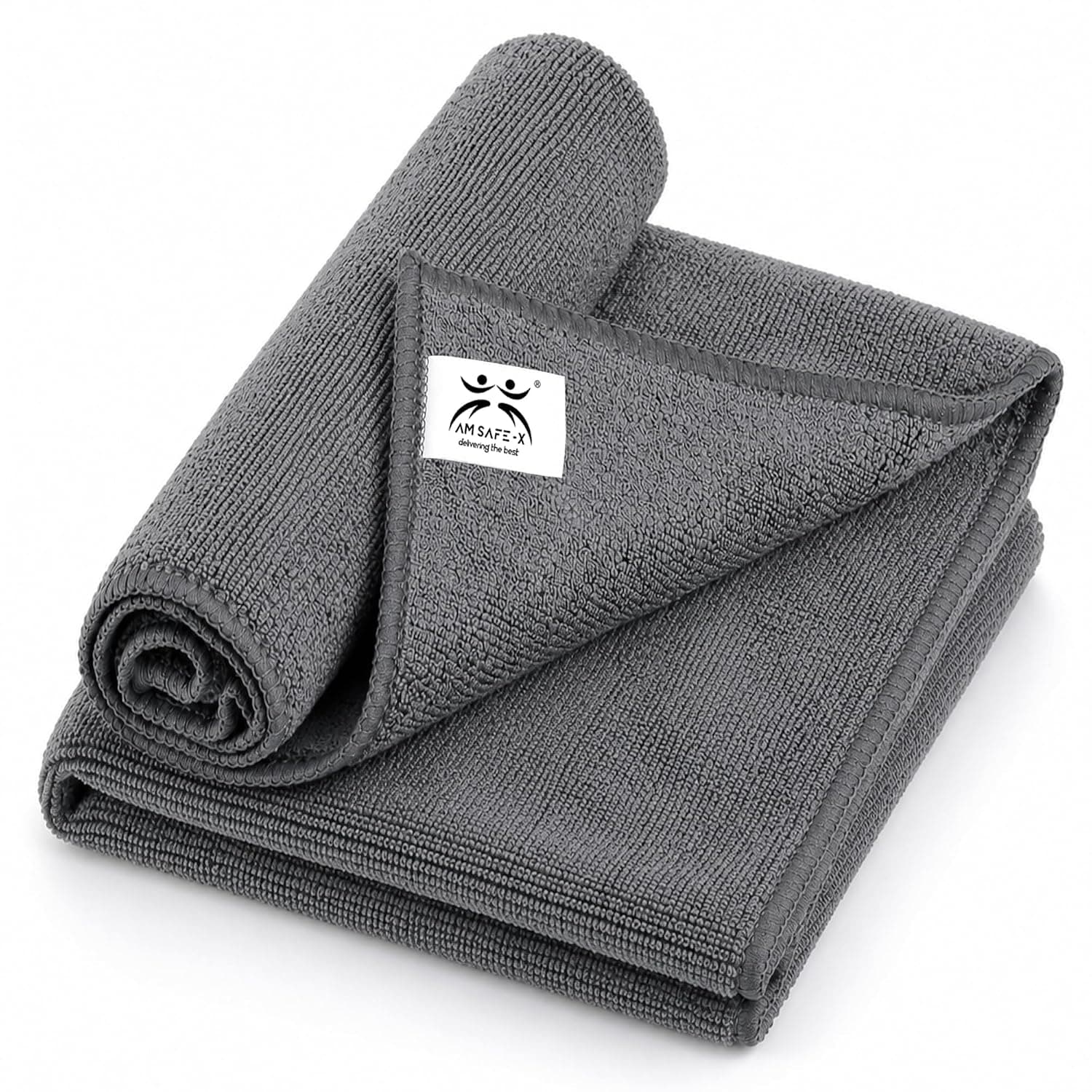 AM Safe-X Premium Microfiber Cleaning Cloth 2Pcs 350 GSM 40x40cm Grey | Ultra Thick Dual-Sided Car Drying Towel | Super Absorbent, Lint-Free & Scratch-Free | Multipurpose Microfiber Cloth at ₹189 (73% Off) – Amazon