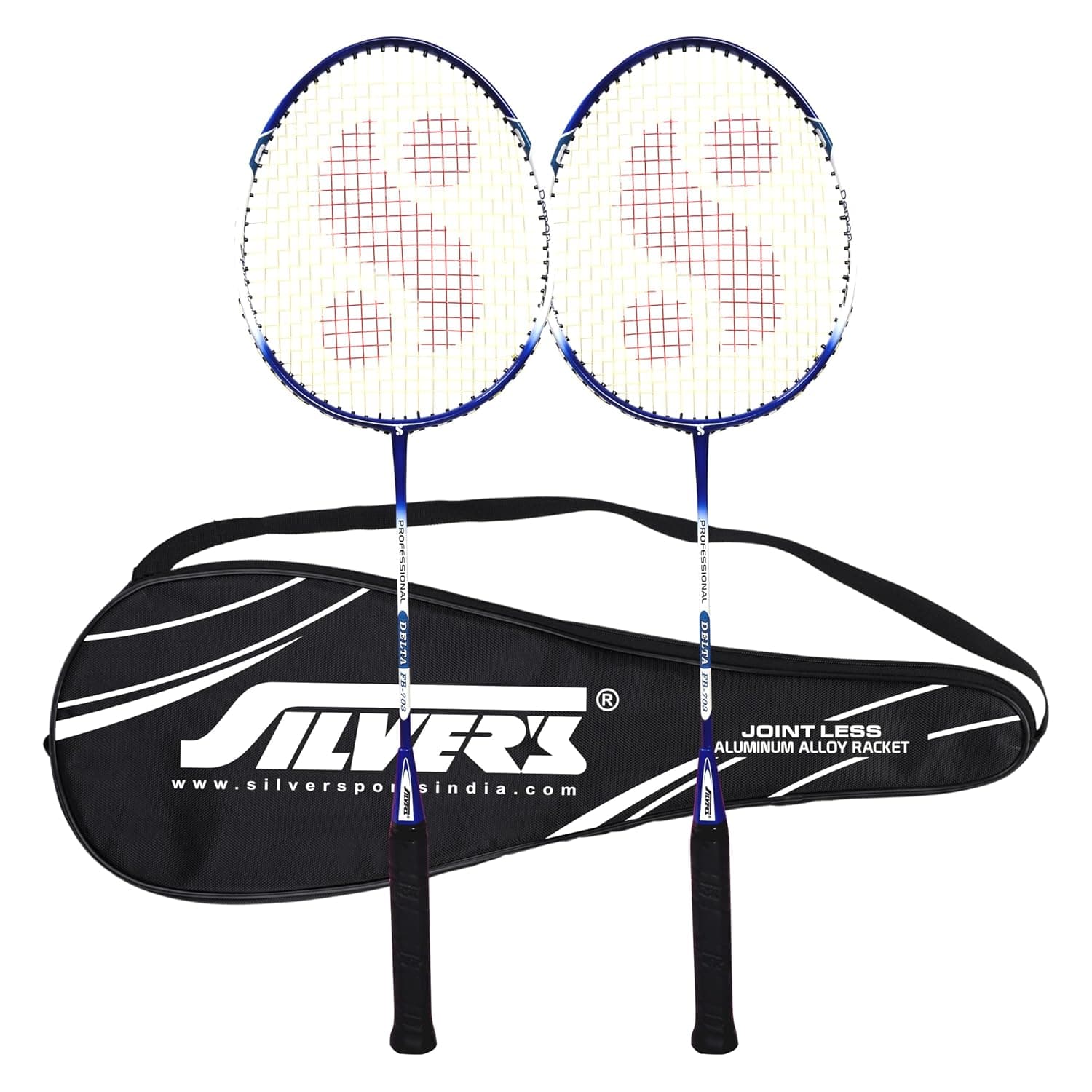 Silver's Jointless Aluminium Alloy Composite Delta Badminton Kit (2 Racquets with Full Cover)(Blue/White) at ₹326 (78% Off) – Amazon