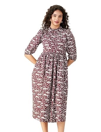 Symbol Women's Rayon Fit and Flare One Piece Midi Length Dress (Available in Plus Sizes) at ₹299 – Amazon