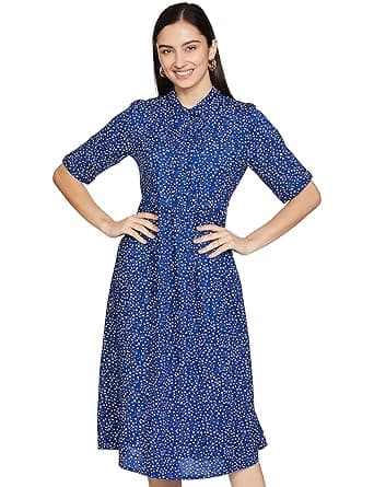 Symbol Women Rayon Fit and Flare One Piece Midi Length Dress (Available in Plus Sizes) at ₹529 – Amazon