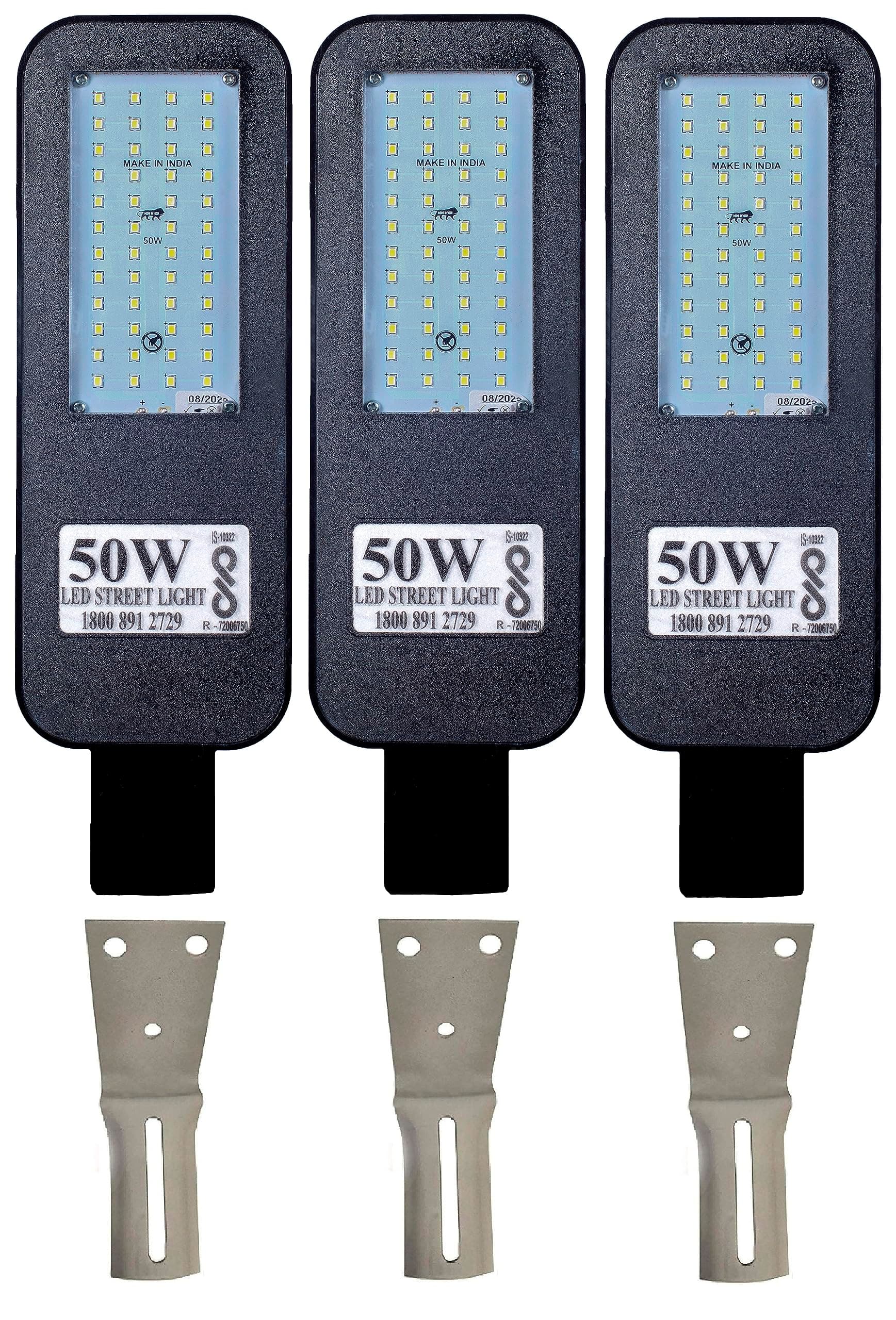 PE 50W LED Street Light IP65 Waterproof with Wall Clamp, Pack of 3 at ₹996 – Amazon