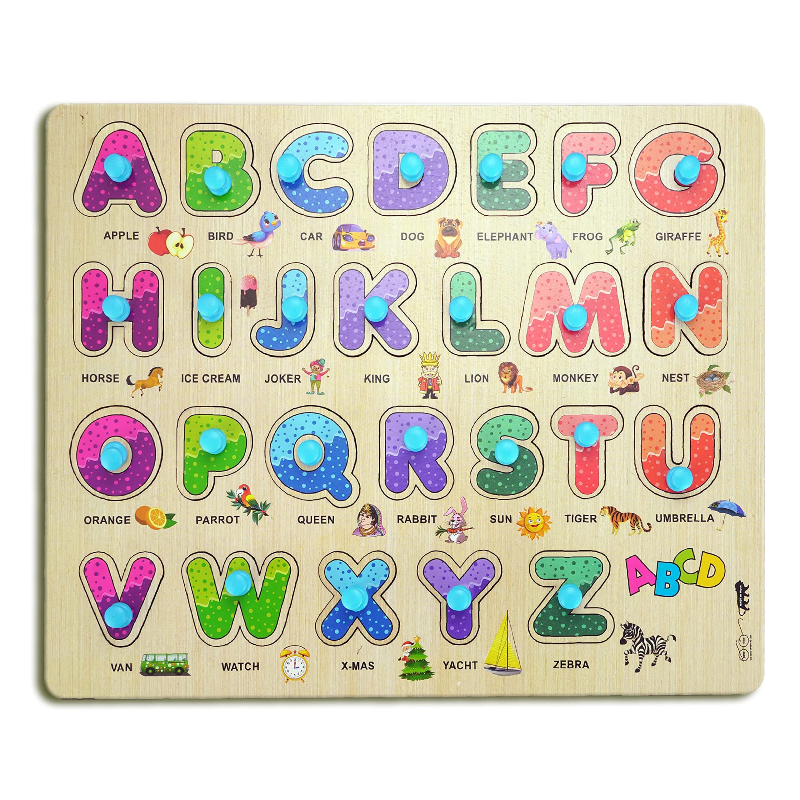 Alphabet ABCD Wooden Puzzle Learning Toy for Kids 3+