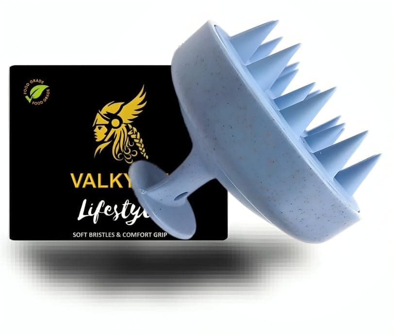 VALKYRIE Manual Scalp Massager Shampoo Brush,Eco-Friendly Wheat Straw Body With Soft Silicon Bristles,Hair Scalp Scrubber,Scalp Exfoliator|Dandruff Removal,Prevents Hair Loss For unisex|Blue (Jb-35) at ₹76 – Amazon