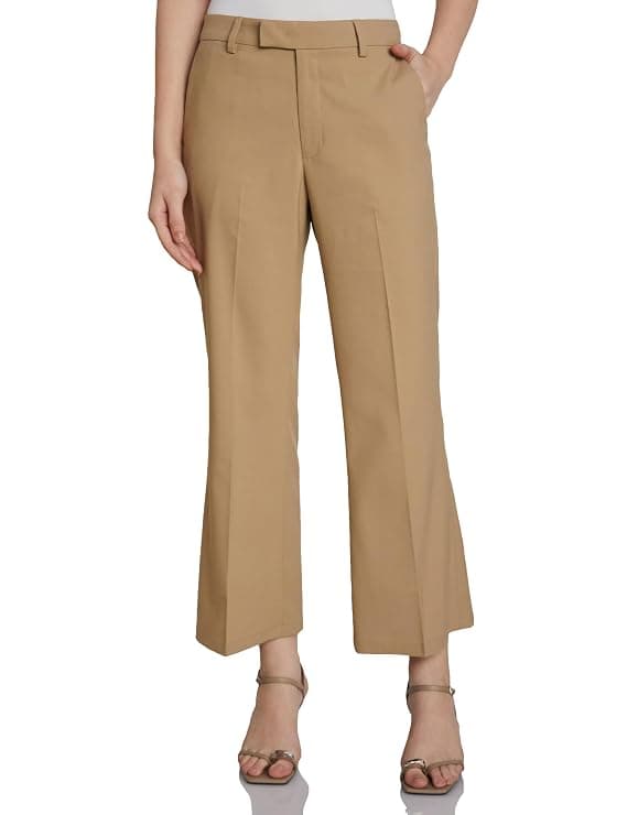 Amazon Brand - Symbol Women's Flared Mid Rise Ankle Length Trouser (Formal Office Wear| Business Casual Pants) (Available in Plus Sizes) at ₹699 – Amazon