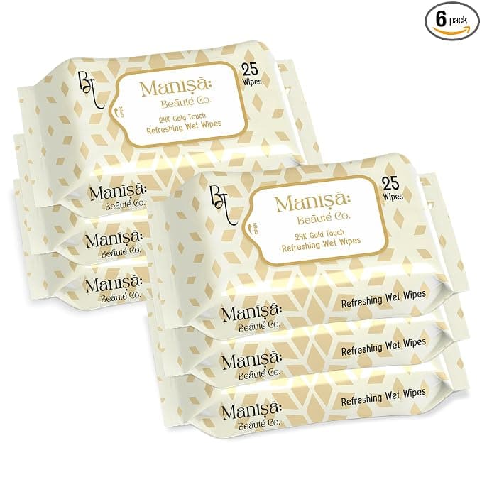 Co. 24K Gold Touch Refreshing Wipes | Alcohol-Free, Vegan Makeup Remover | Paraben-Free & Cruelty-Free Facial Wipes for Sensitive Skin - 150 Wipes (Pack of 6) at ₹317 – Amazon