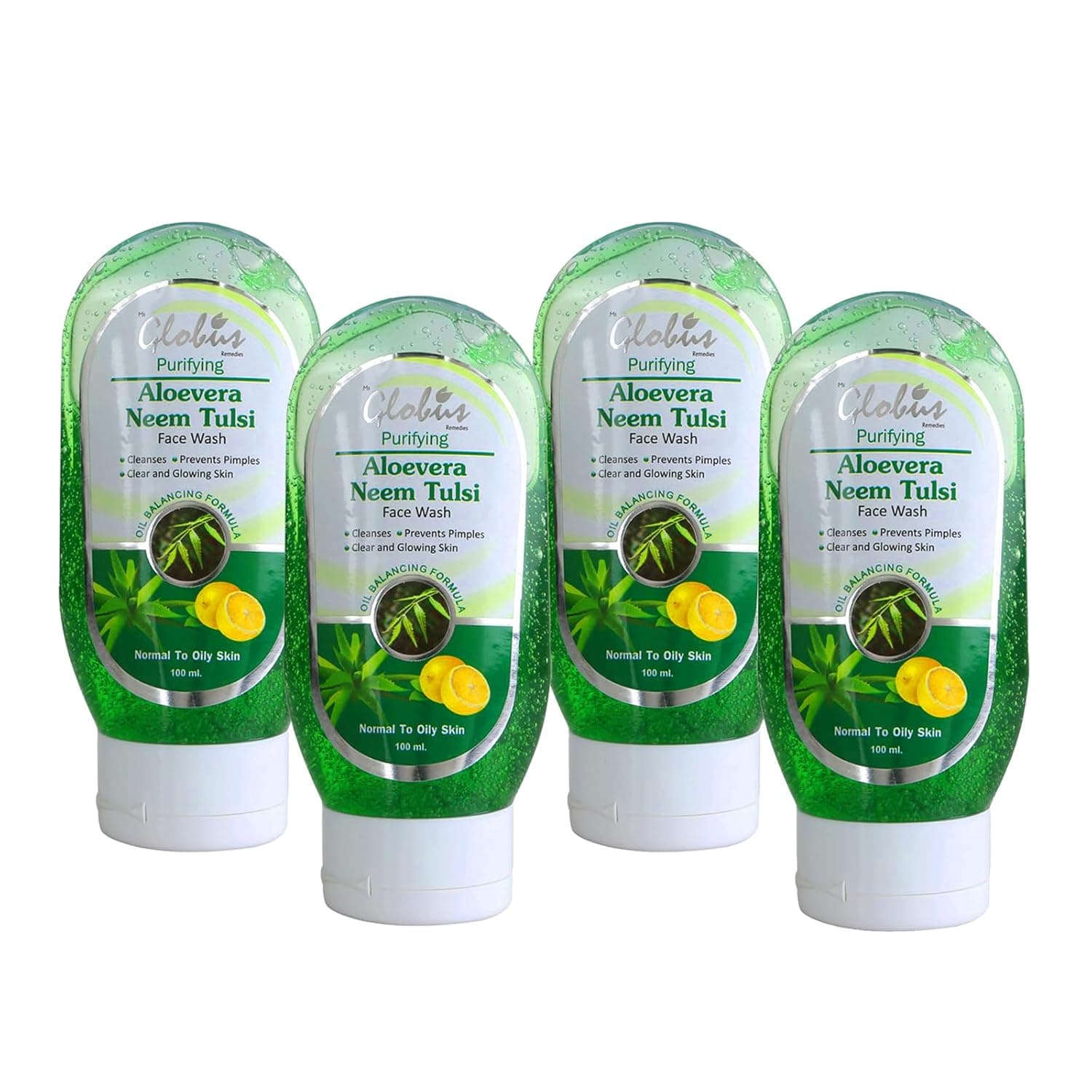 Globus Aloe Vera Neem Tulsi Face Wash - 100 ml (Pack of 4) at ₹245 – Amazon