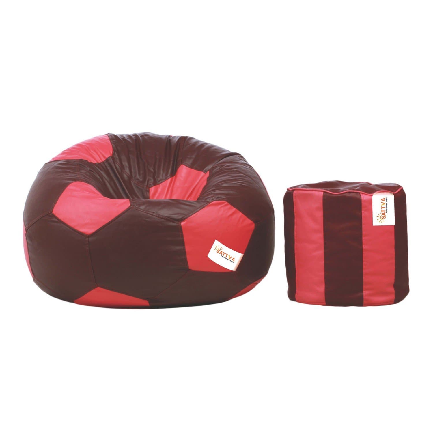 Sattva Combo Football Bean Bag Cover and Round Footstool Cover (Without Beans) - Maroon Pink at ₹580 – Amazon