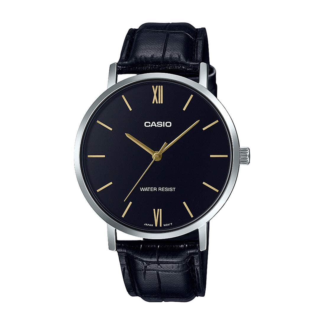 Casio MTP-VT01L-1B Men's Minimalistic Black Dial Black Leather Band Analog Watch at ₹3294 – Amazon