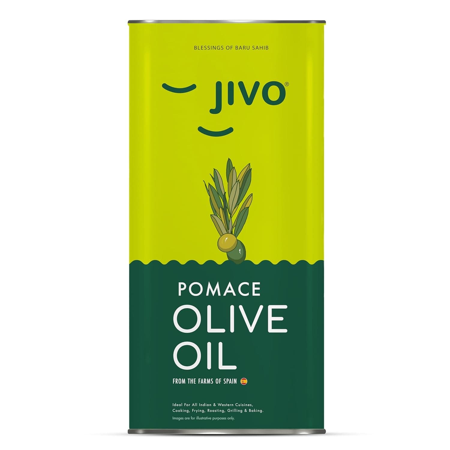 Jivo Pomace Olive Oil 5 Litre Tin for Everyday Cooking | Imported From Spain | Recommended for roasting, frying, and baking all types of cui at ₹1699 – Amazon
