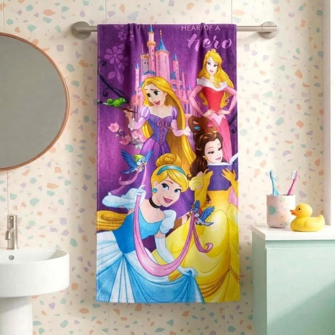 Athom Living Disney Group 350 GSM 100% Cotton Kids Bath Towe at ₹161 – Amazon