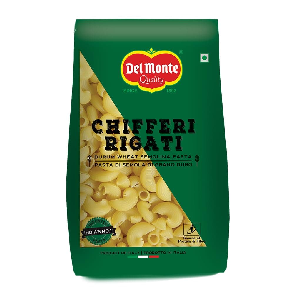Del Monte Chifferi Rigati Pasta Pouch, 1000 g at ₹158 – Amazon