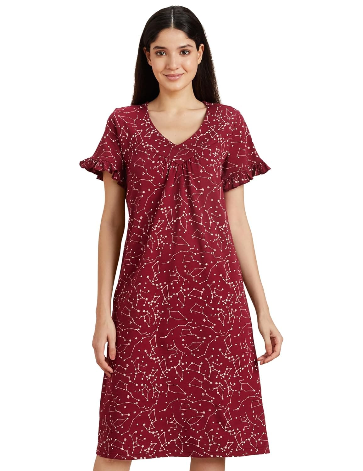 Symbol Women Cotton Knee Length Regular Fit Nighty | Night Dress (Available in Plus Sizes) at ₹249 – Amazon