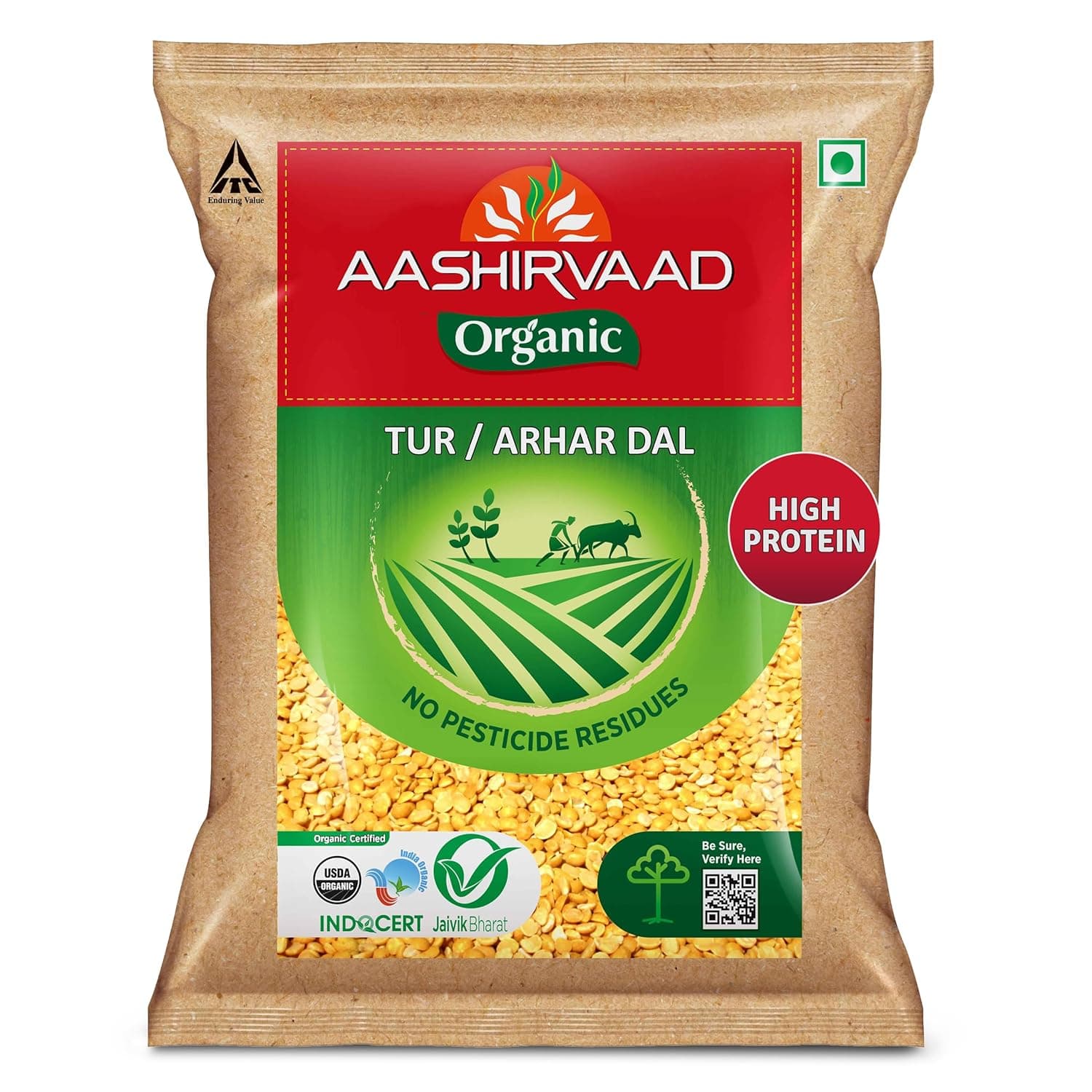 Aashirvaad Organic Arhar/Tur Dal, 1 Kg, 100% Organic Arhar/Tur Dal Rich in Protein at ₹168 – Amazon
