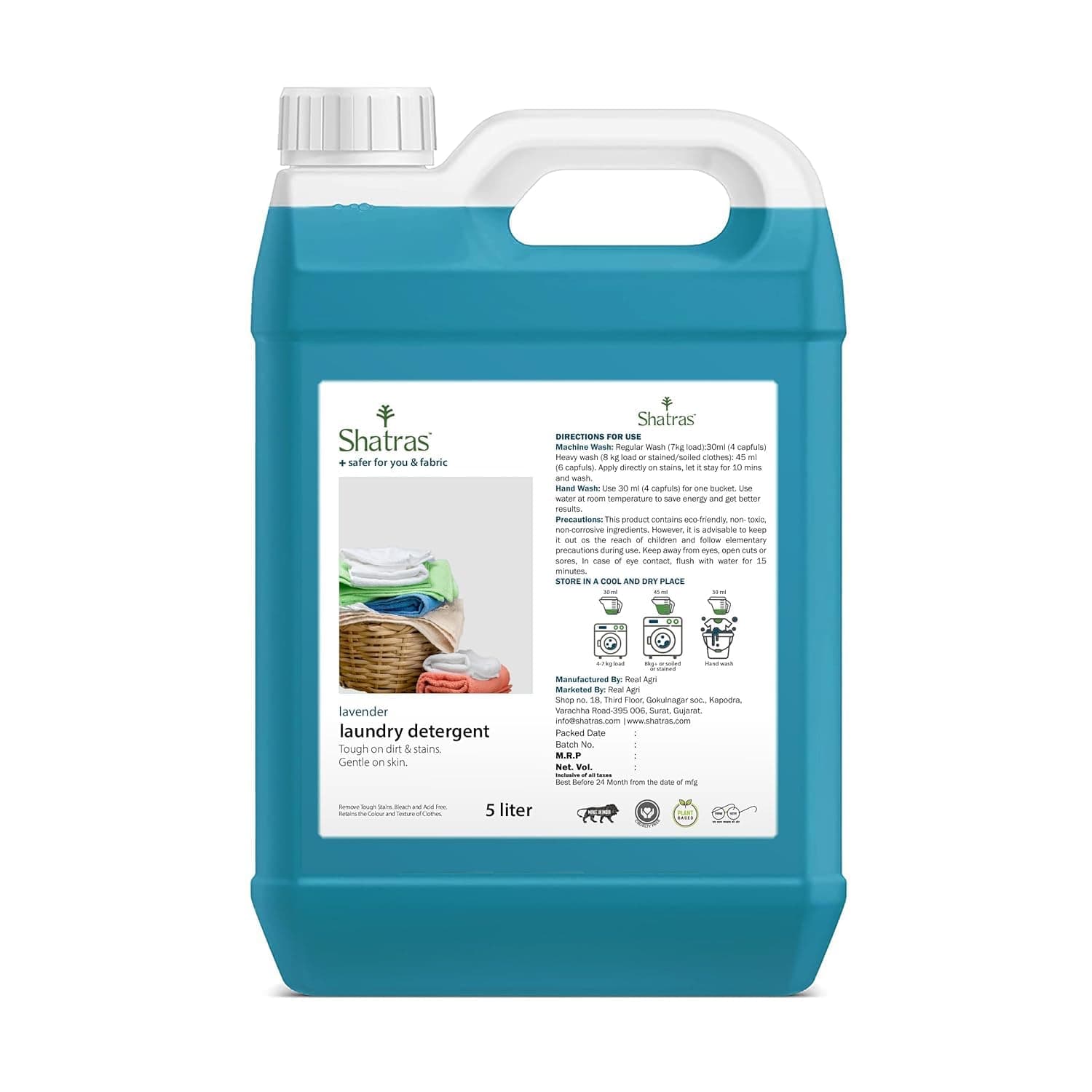 Shatras Liquid Detergent 5 Liter | Laundry Liquid For Fabric at ₹332 – Amazon