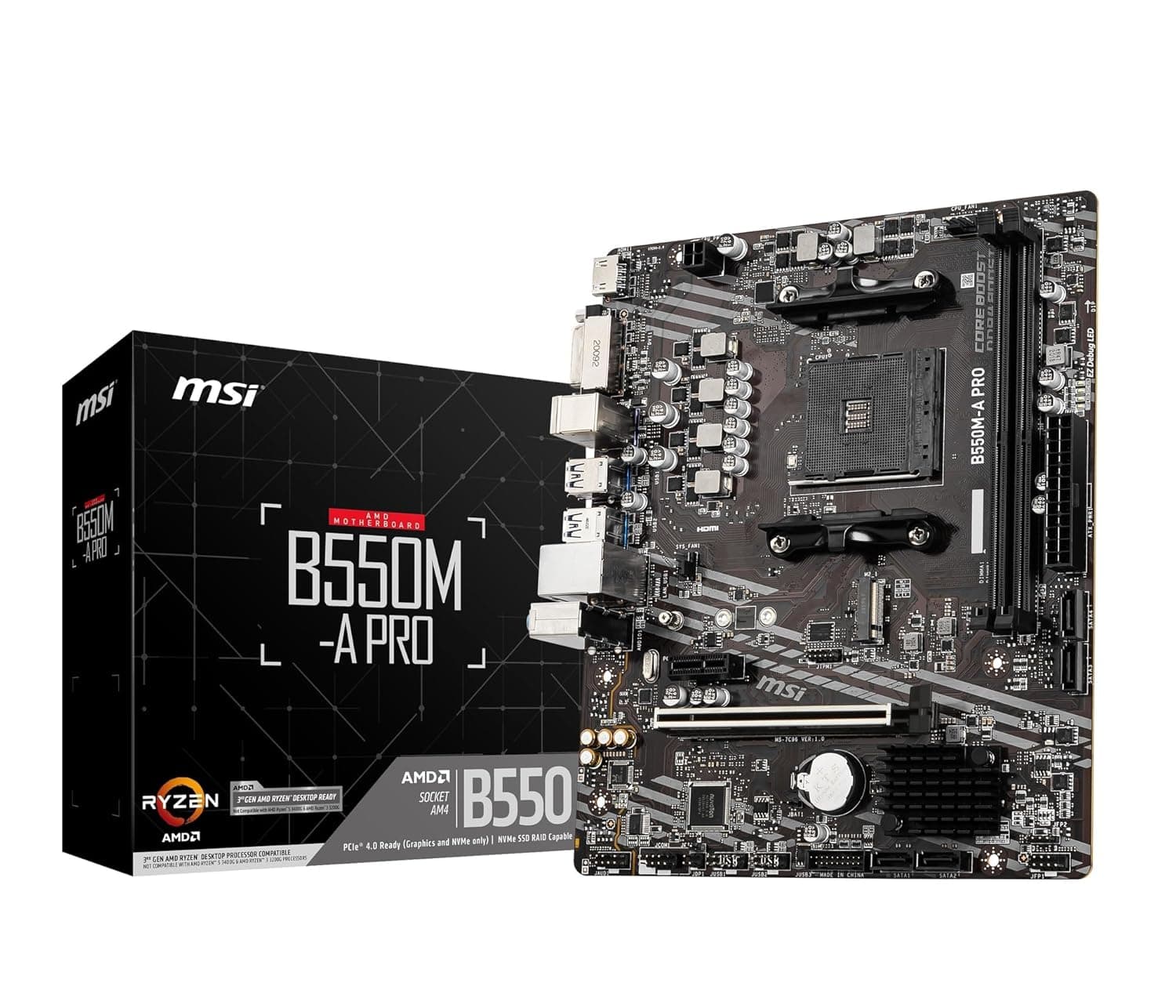 MSI B550M-A PRO Motherboard, Micro-ATX - Supports AMD Ryzen 5000/3000 Series Processors, AM4 Socket, DDR4 Memory Boost 4600 OC, PCIe 4.0 x16 at ₹6639 – Amazon