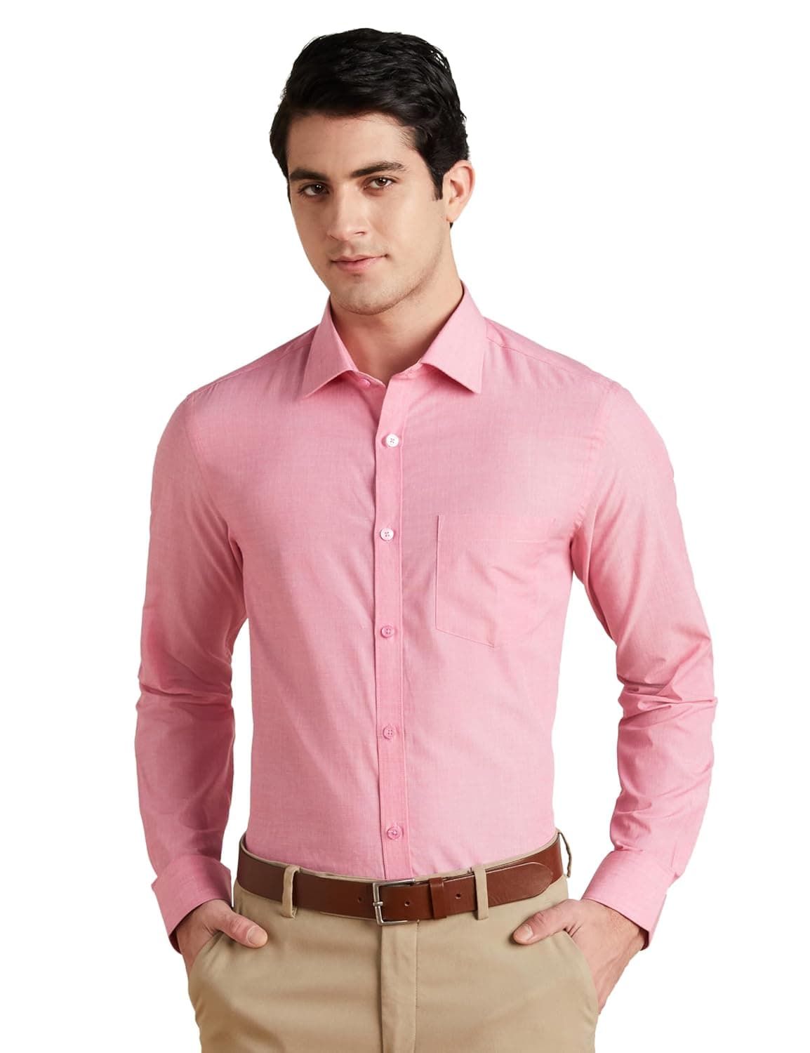 Symbol Men's Solid Cotton Slim Fit Formal Shirt | Plain | Full Sleeve at ₹299 – Amazon
