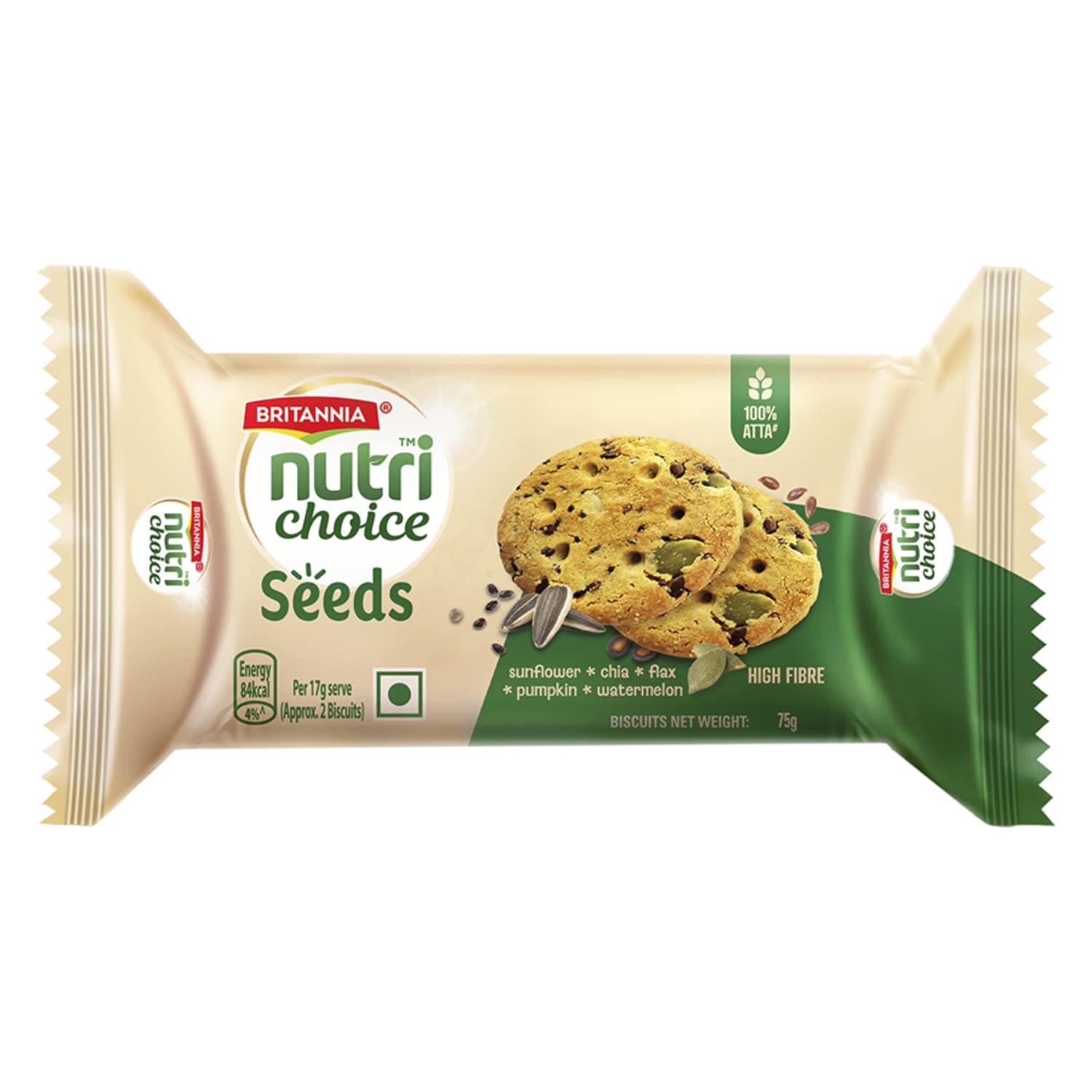 Britannia NutriChoice Seeds Biscuits | 0% Maida & High Fibre, 83.3grams. at ₹30 – Amazon