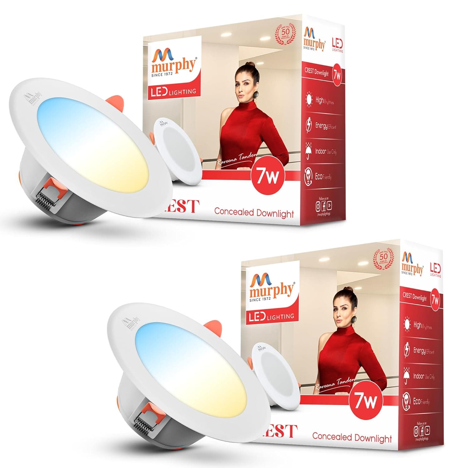 Murphy Crest Premium 7W 3-in-1 LED Concealed Down Light |Cool White, Warm White & Natural White | Switch Controlled Color Changing | Modern at ₹298 – Amazon