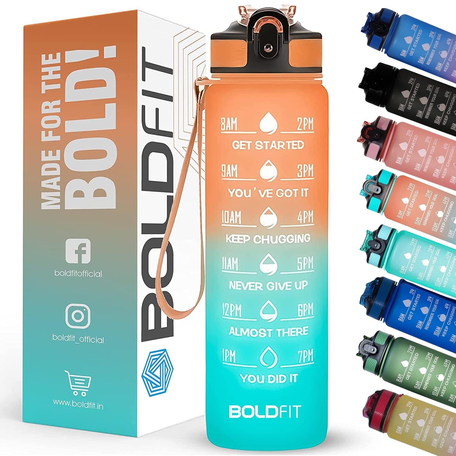 Boldfit Water Bottles Sipper Bottle For Adults, Kids,Unbreakable Motivational Water Bottle Time Mark Sipper With Straw & Time For Gym Office at ₹399 – Amazon