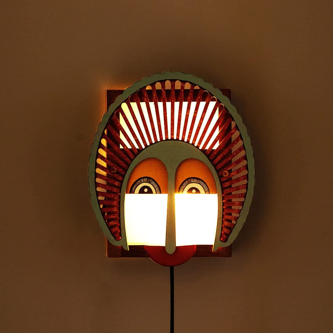 ExclusiveLane Wooden Wall Lamp Wall Lights for Living Room | 'Gleeful Smile' Sheesham & Pine Wood Handpainted Decorative Wall Hanging Light at ₹684 – Amazon