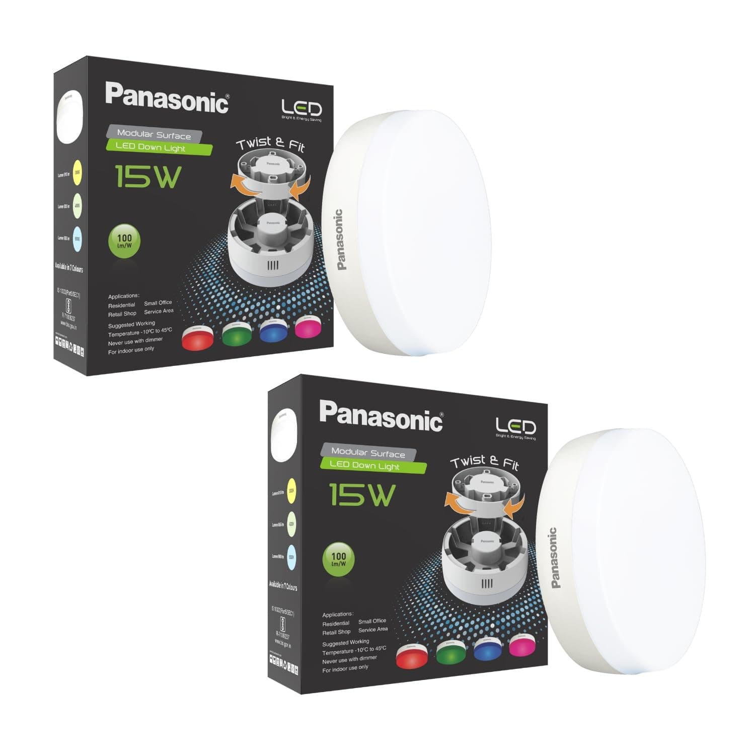 Panasonic 15W LED Round Downlight for Ceiling | Twist & Fit Round LED Modular Surface Ceiling Light for Home & Hall (Cool White,PDLM22157-2) at ₹797 – Amazon
