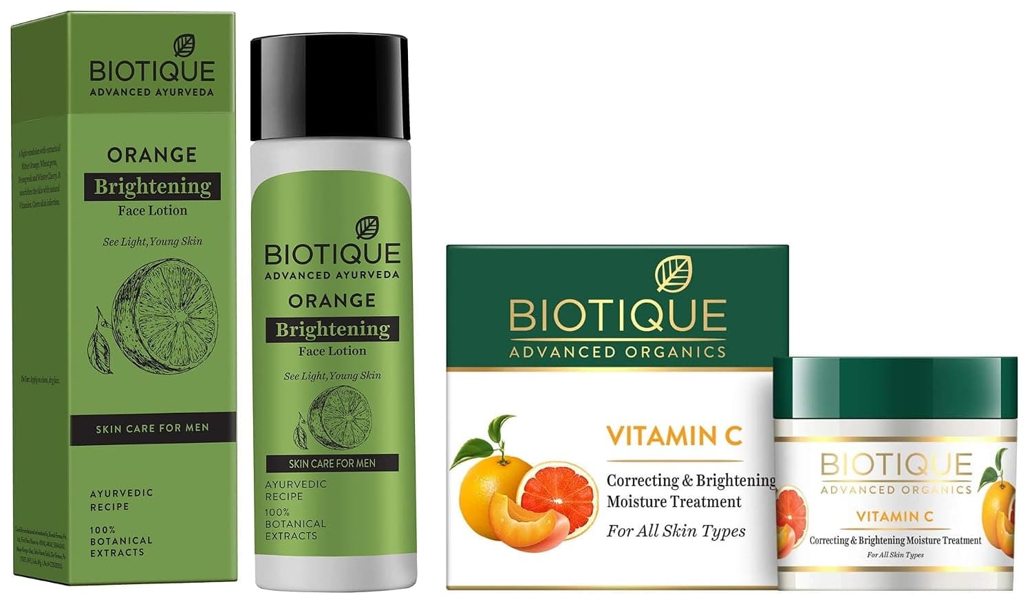 Biotique Vitamin C Correcting and Brightening Non Greasy Face Cream for All Skin Types, 50g & Biotique Bio Orange Whitening Face Lotion for at ₹254 – Amazon