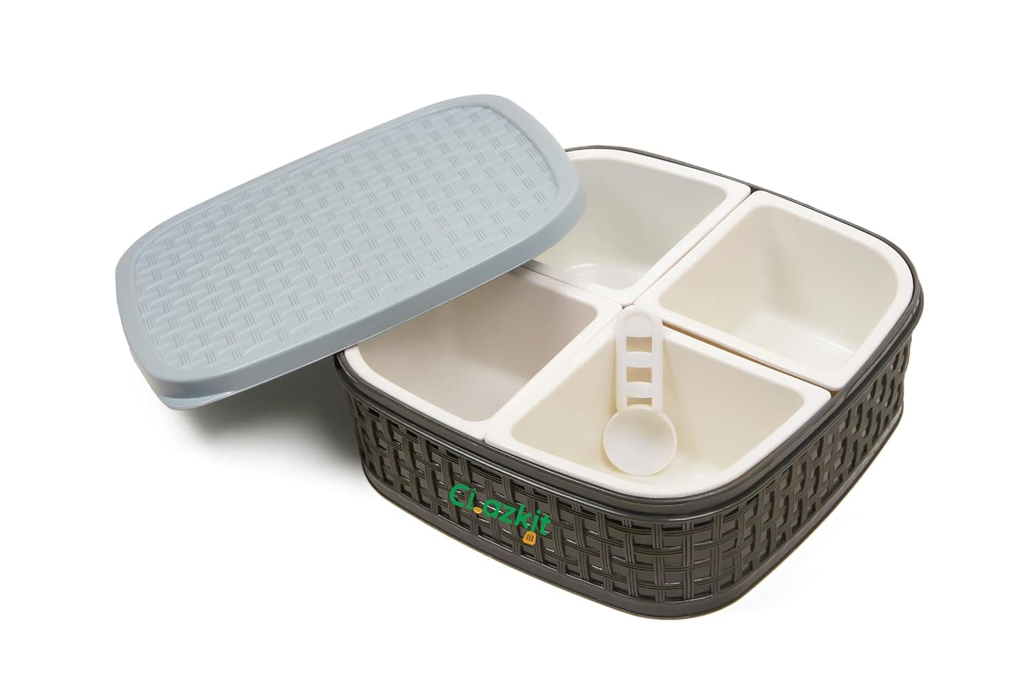 Clazkit Plastic Dry Fruit/Masala Box 4 Sections Multipurpose Box- Color May Vary at ₹101 – Amazon