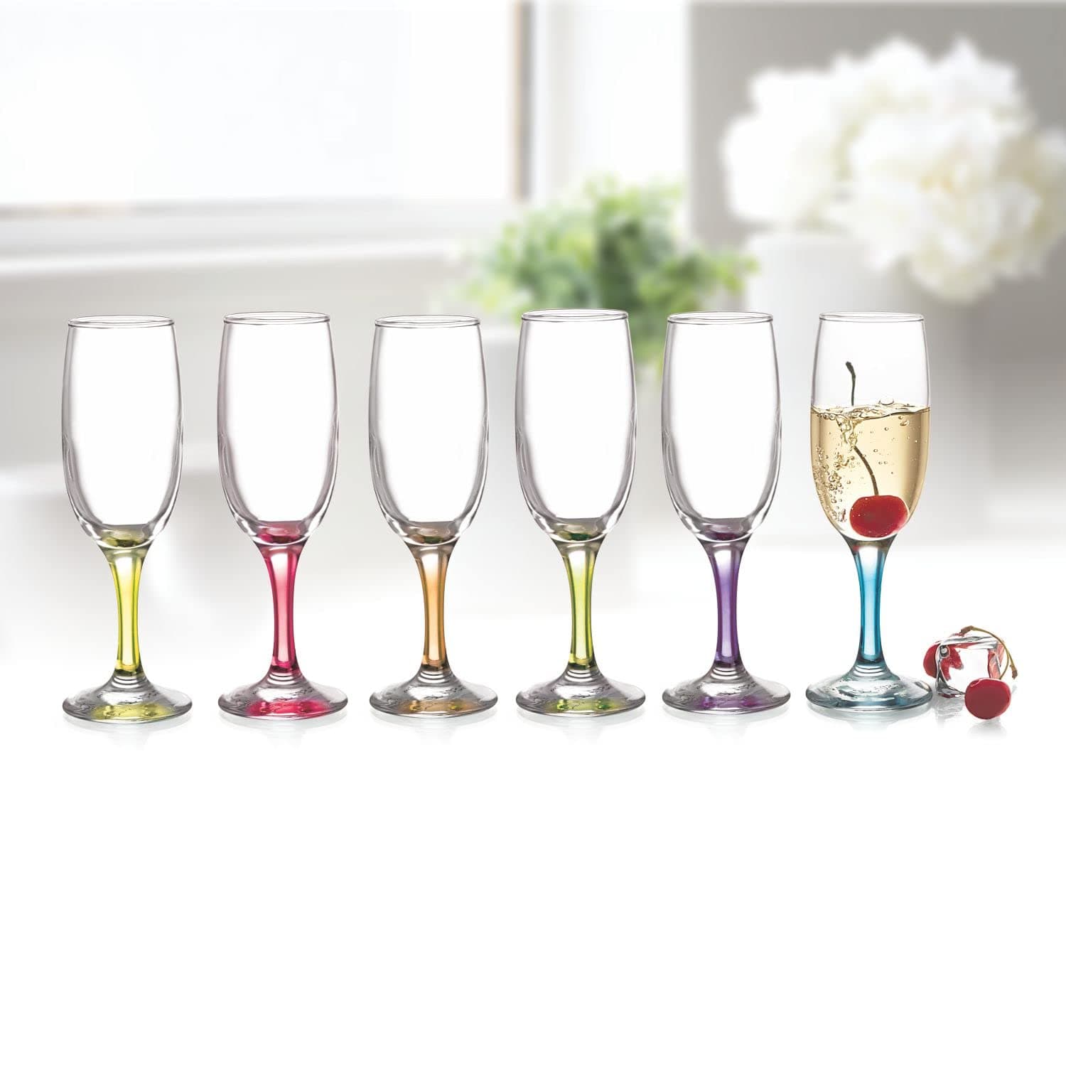 CELLO Elegance Glass Champagne Tumblers, Set of 6, 210ml, Multicolour at ₹661 – Amazon