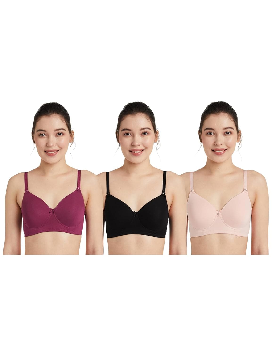 Symbol Women Cotton Stretch Padded Wire Free Medium Coverage T-Shirt Bra at ₹599 – Amazon