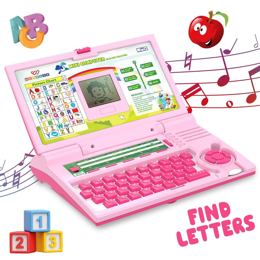 Wembley Educational Laptop for Kids Toys for 2-5 Years Learning Activity Computer Educational Toy for 3 Years Old Boy Learn Alphabet,Letter, at ₹824 – Amazon
