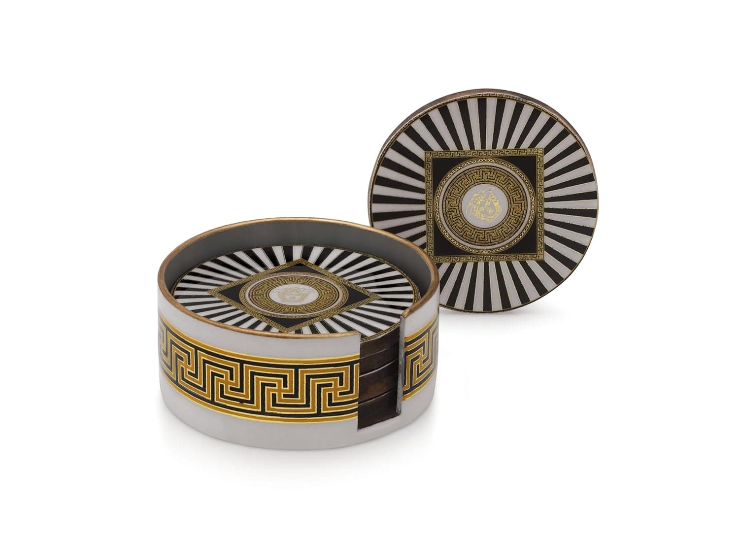 Attro Coaster 6Pcs Round Wooden Coaster Set for Room Décor, Office, Tea, Coffe and Drink - 6pcs Spiral Black at ₹211 – Amazon