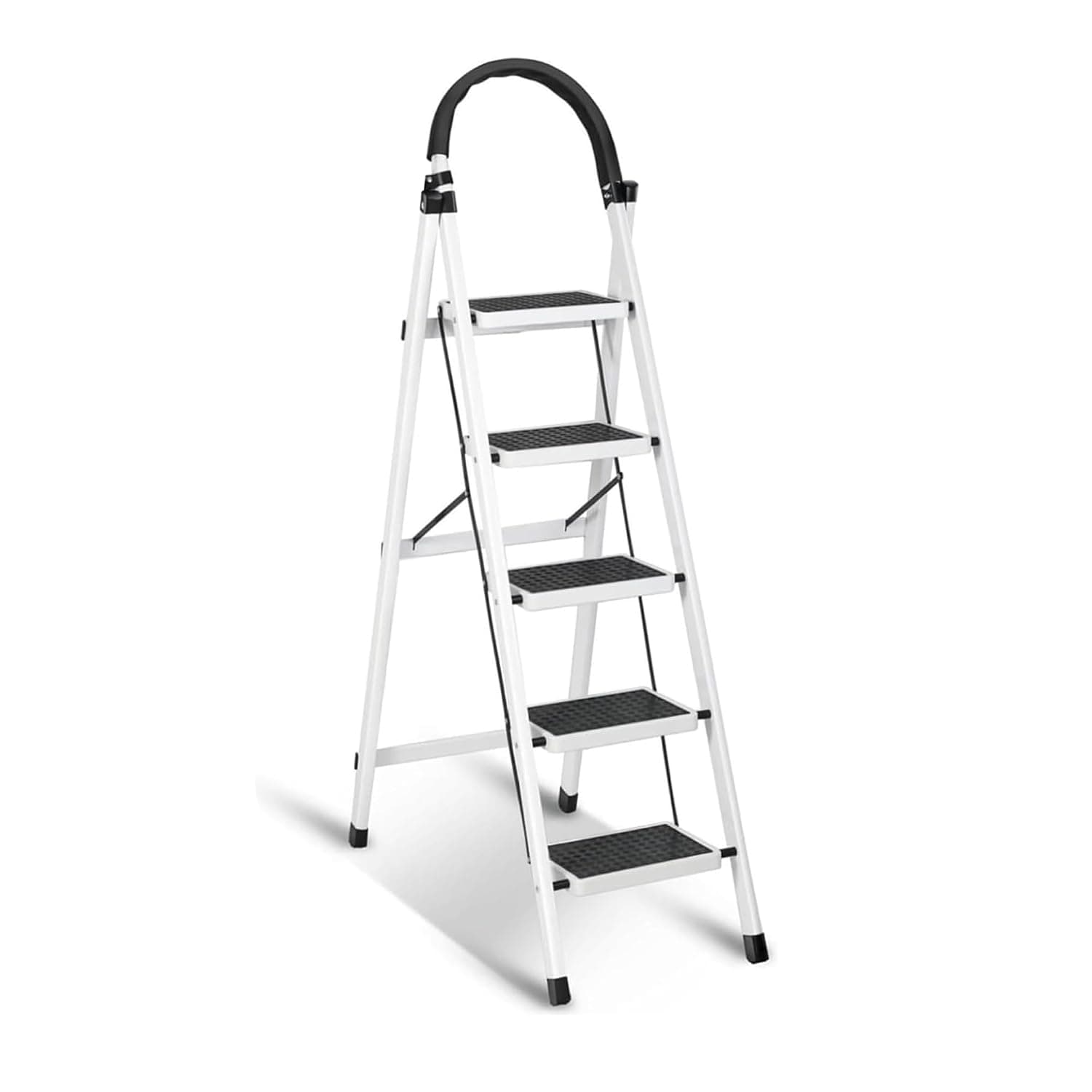 Sulfar Foldable 5-Step Ladder With Wide Anti-Slip Pedal - Sturdy Steel Folding Step Stool for Home, Kitchen, Garden, Office - Adults at ₹1707 – Amazon