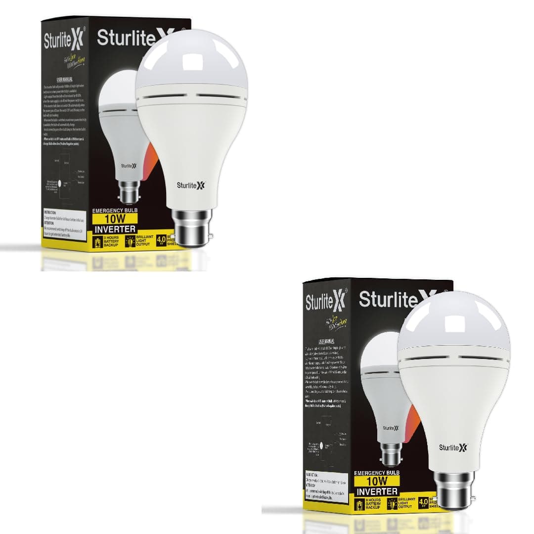 Sturlite Inverter 10W LED Emergency Bulb| Bright Rechargeable Bulb| 3Hrs Battery Backup| CRI Tech and B22 Base Energy Efficient Lighting (Pa at ₹379 – Amazon