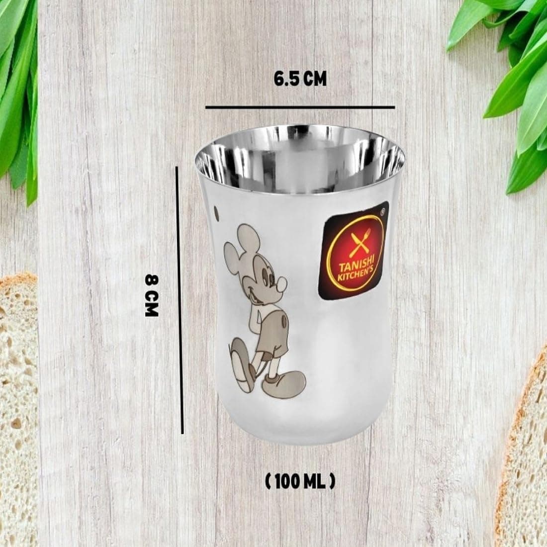 TANISHI KITCHEN'S Stainless Steel Mickey Character Glass- 1 Pcs. 100ml | Cartoon-Themed Drinkware for Kids | Durable, Rust-Free & Dishwasher at ₹178 – Amazon