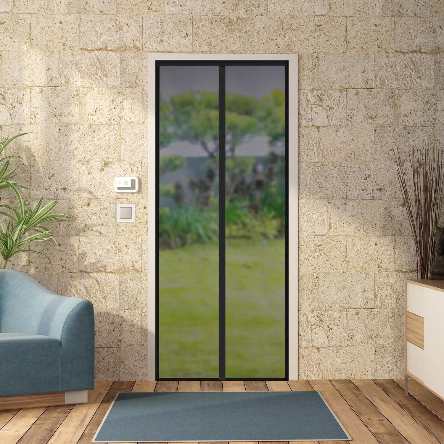 Amazon Brand - Solimo Fiberglass Magnetic Mosquito Net Screen Door - Hands Free Mesh Partition | Auto-Closing Insect Screen to Keep Bugs Out (210x100 cm, Grey) at ₹514 (66% Off) – Amazon