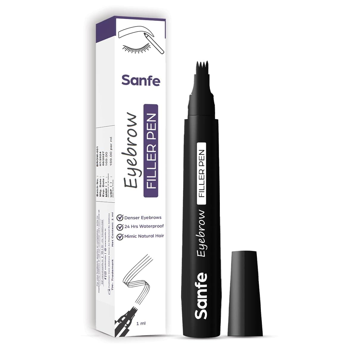 Sanfe Eyebrow Filler Pen | Waterproof Microblading Brow Pen | 4 Fork Tip Eyebrow Pencil for Natural Hair-Like Strokes | Long Lasting Smudge at ₹127 – Amazon