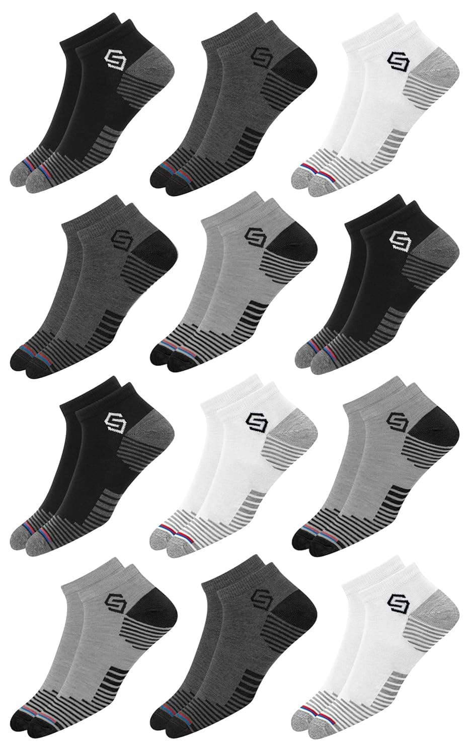 SWAGR 12 Pairs Sports Cotton Ankle Length Socks for Men, Pack of 12., Assorted at ₹168 – Amazon
