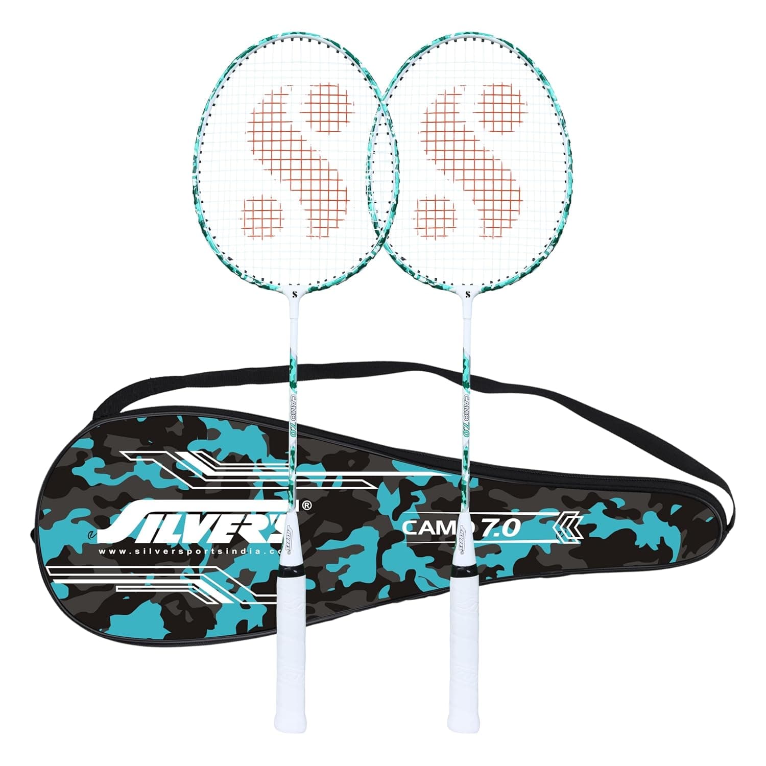 Silver's Aluminium Camo 7.0 Badminton Kit (2 Racquets with Full Cover)(Green/White) at ₹278 (72% Off) – Amazon