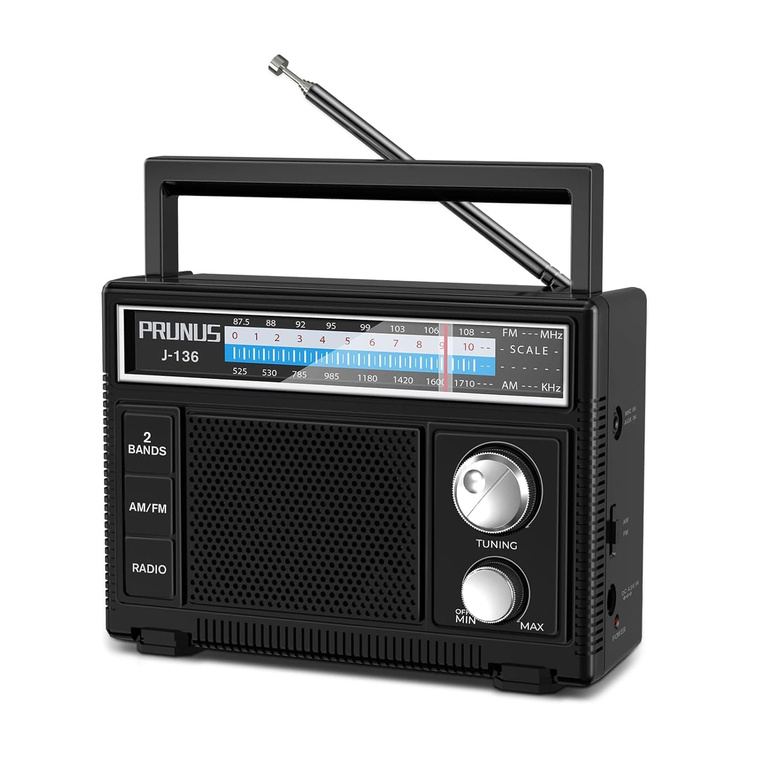PRUNUS J-136 Portable AM FM Radio with Best Reception,D Battery Operated or Plug in Wall, Transistor,Loud Speaker Support AUX in and Microph at ₹999 – Amazon