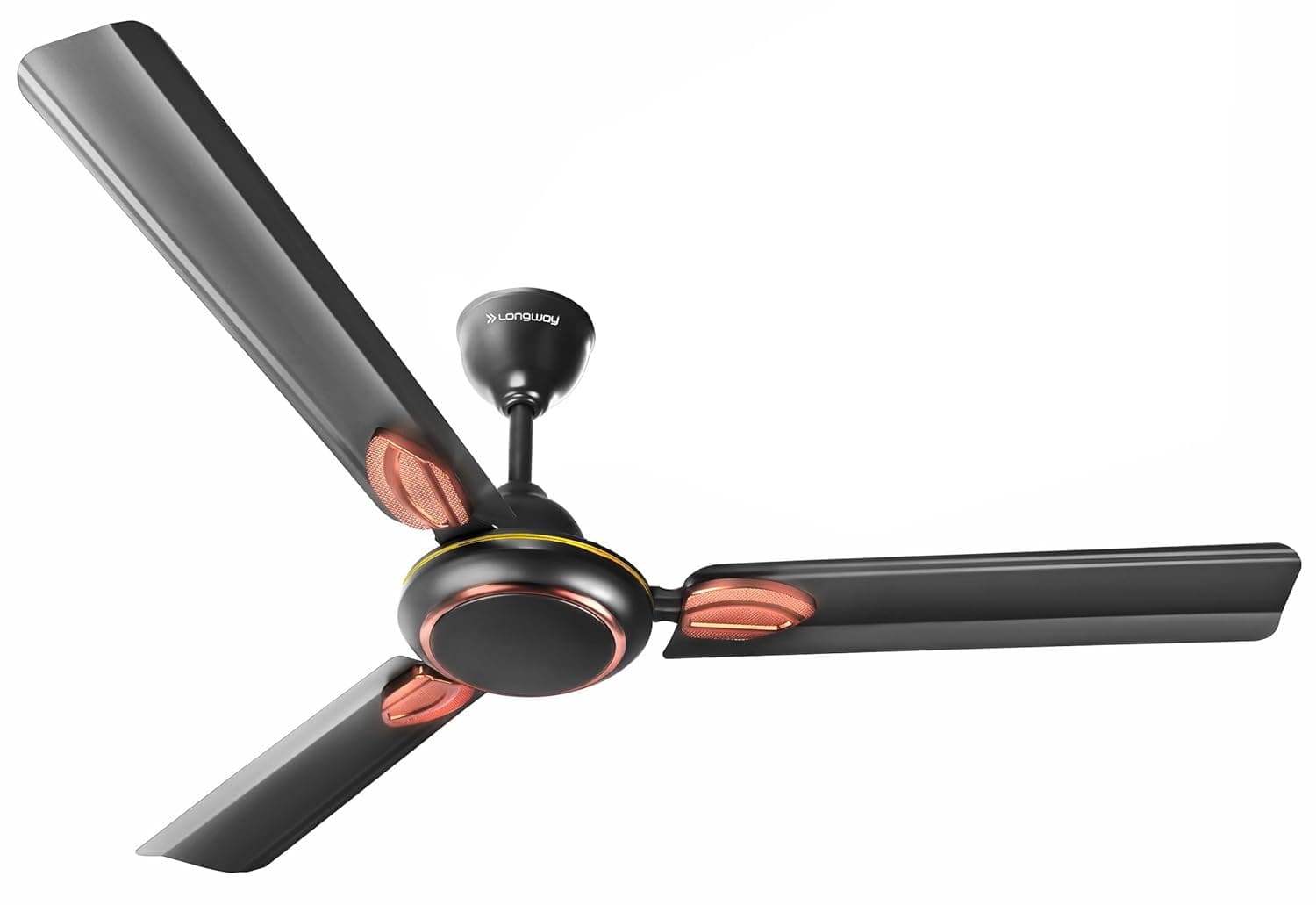 LONGWAY Kiger P1 1200 mm/48 inch Ultra High Speed 3 Blade Anti-Dust Decorative Star Rated Ceiling Fan 2 Years Warranty (Smoked Brown, Pack o at ₹1249 – Amazon